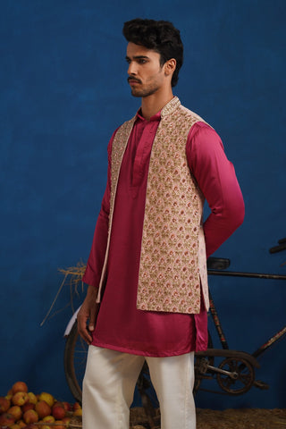 TRILOK PINK SHORT KURTA JACKET SET