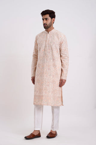 LIGHT PINK VISCOSE GEORGETTE SEQUINED KURTA SET