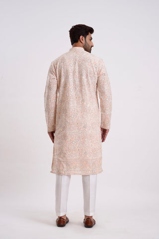 LIGHT PINK VISCOSE GEORGETTE SEQUINED KURTA SET