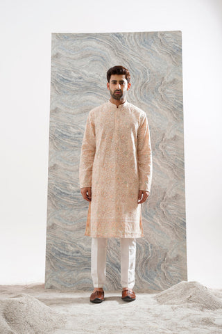 LIGHT PINK VISCOSE GEORGETTE SEQUINED KURTA SET