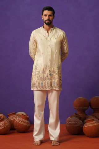 BAGH-E-MAYUR IVORY SHORT KURTA SET