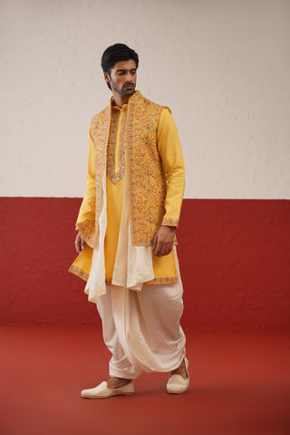 Darsh Jacket Kurta Set with dhoti and dupatta