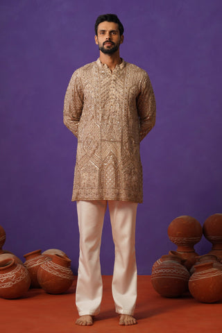 ZAFRAN CHIKU SHORT KURTA SET