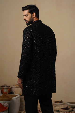 VED CUTDANA BLACK SHORT KURTA SET
