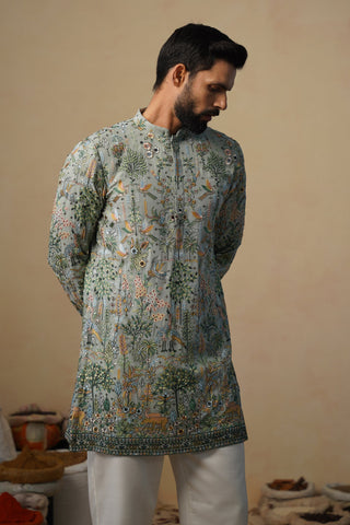 PARIND SEA GREEN SHORT KURTA SET