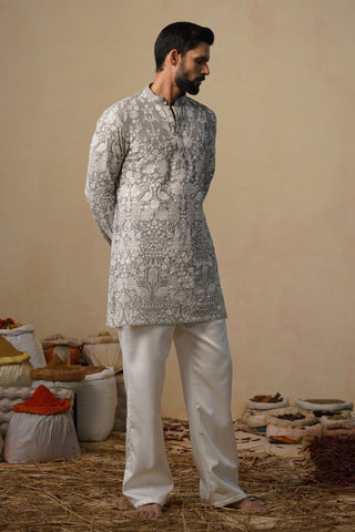 MAYURESH GREY SHORT KURTA SET
