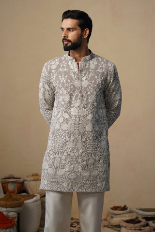 MAYURESH GREY SHORT KURTA SET