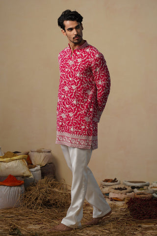 ASHNEER GROVER IN GULBAHAAR HOT PINK SHORT KURTA SET
