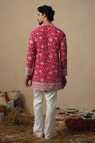 ASHNEER GROVER IN GULBAHAAR HOT PINK SHORT KURTA SET