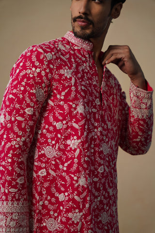 ASHNEER GROVER IN GULBAHAAR HOT PINK SHORT KURTA SET