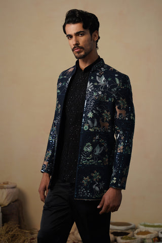 PRABAL NAVY BLUE JODHPURI SET