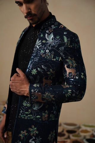 PRABAL NAVY BLUE JODHPURI SET