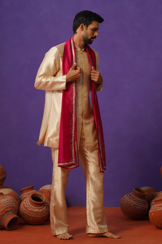 AVEN BEIGE SHORT KURTA DUPATTA SET