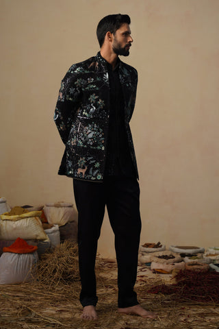 PRABAL BLACK JODHPURI SET