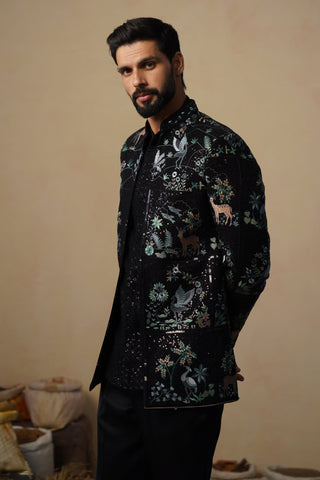 PRABAL BLACK JODHPURI SET