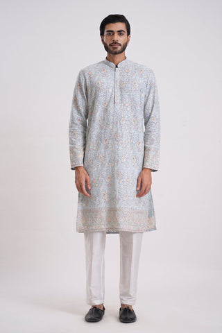 POWDER BLUE VISCOSE GEORGETTE SEQUINED KURTA SET