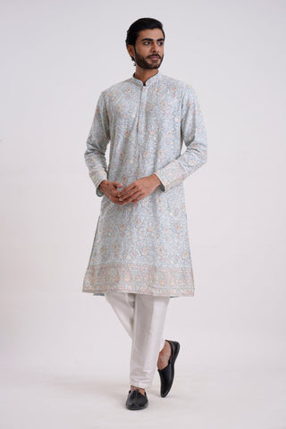 POWDER BLUE VISCOSE GEORGETTE SEQUINED KURTA SET