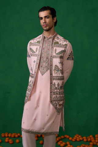 RAMAYAN PINK KURTA JACKET SET