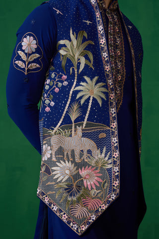 FOREST BLUE KURTA JACKET SET