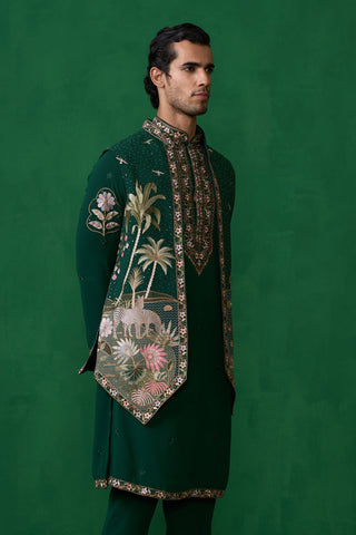 Aayush Keshri in FOREST BOTTEL GREEN KURTA JACKET SET