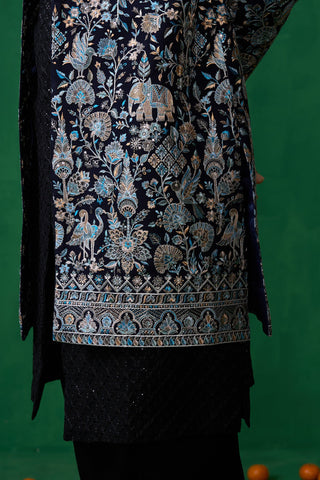 AMIR ALI IN GARDEN NAVY BLUE INDOWESTERN SET
