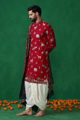 Tanmay Bhat in PICHWAI RED DHOTI KURTA SET