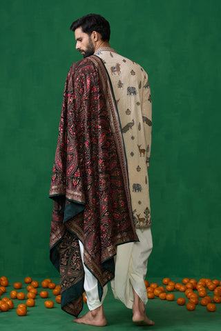 PICHWAI BEIGE DHOTI KURTA SET
