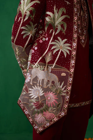 FOREST MAROON JODHPURI SET