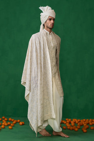 FLORAL BIEGE SHERWANI SET