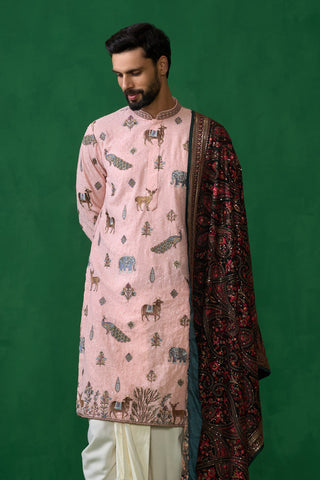 PICHWAI PINK DHOTI KURTA SET