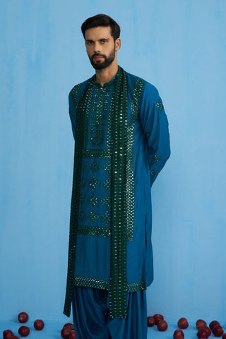 DARPAN TEAL BLUE KURTA SET