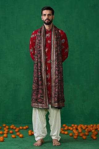 PICHWAI RED DHOTI KURTA SET