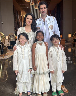Daniel Weber in Umair White Linen Front Open Long Jacket Set