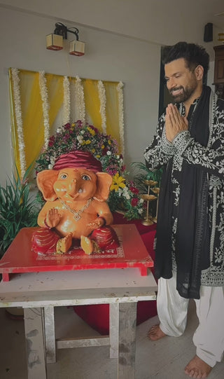 Rithvik Dhanjani in Aryaman Black Kurta set with patiyala and dupatta