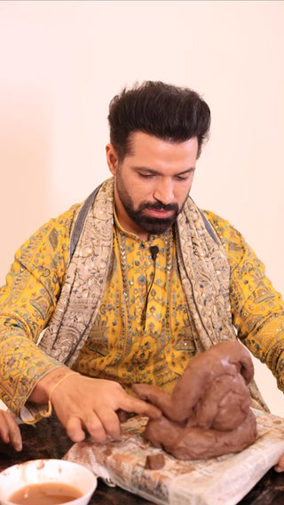 Rithvik Dhanjani in Mantrin Haldi Kurta patiyala set with dupatta