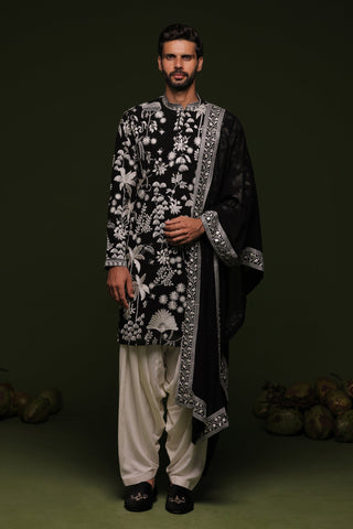 Vasu Black Kurta set with patiyala and dupatta