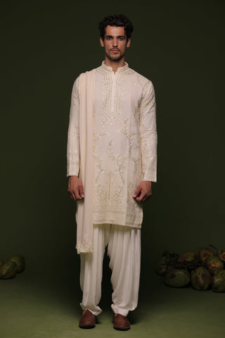 Marut ivory Kurta set with patiyala and dupatta