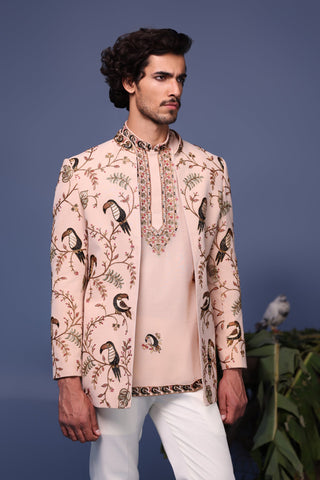 Ahan Toucan Pink Jodhpuri Set