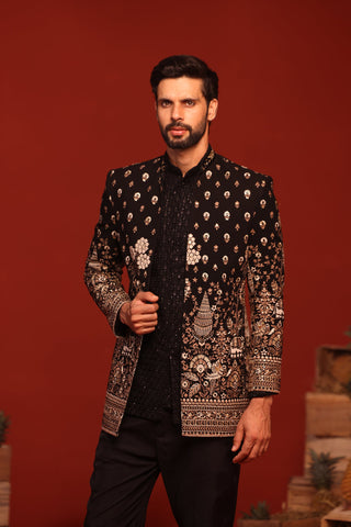 HARSHIT ARORA IN Sukrit Black Jodhpuri Set