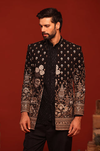 HARSHIT ARORA IN Sukrit Black Jodhpuri Set