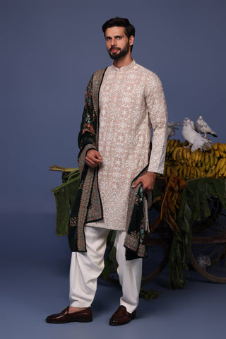 Faiz Beige Kurta Set
