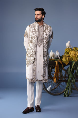 Nabeel Khan in Aatif Pichwai Ivory Kurta Jacket Set
