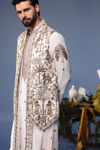 Nabeel Khan in Aatif Pichwai Ivory Kurta Jacket Set