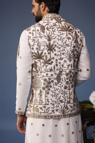 Aatif Pichwai Ivory Kurta Jacket Set