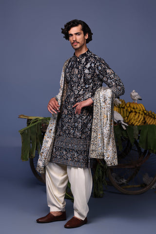Devisshh Ahuja in Nawab navy blue Kurta Set