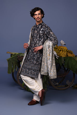 Nawab navy blue Kurta Set
