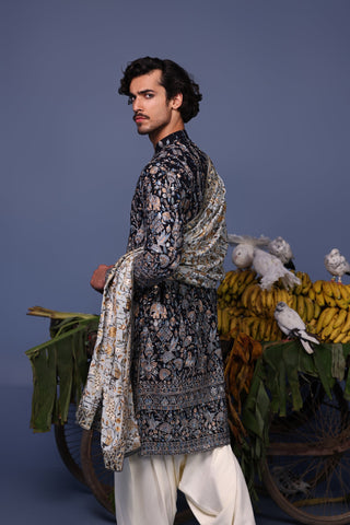 Nawab navy blue Kurta Set