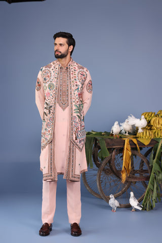 Abeer Pink Kurta Jacket Set