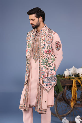 Abeer Pink Kurta Jacket Set