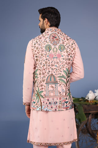 Abeer Pink Kurta Jacket Set
